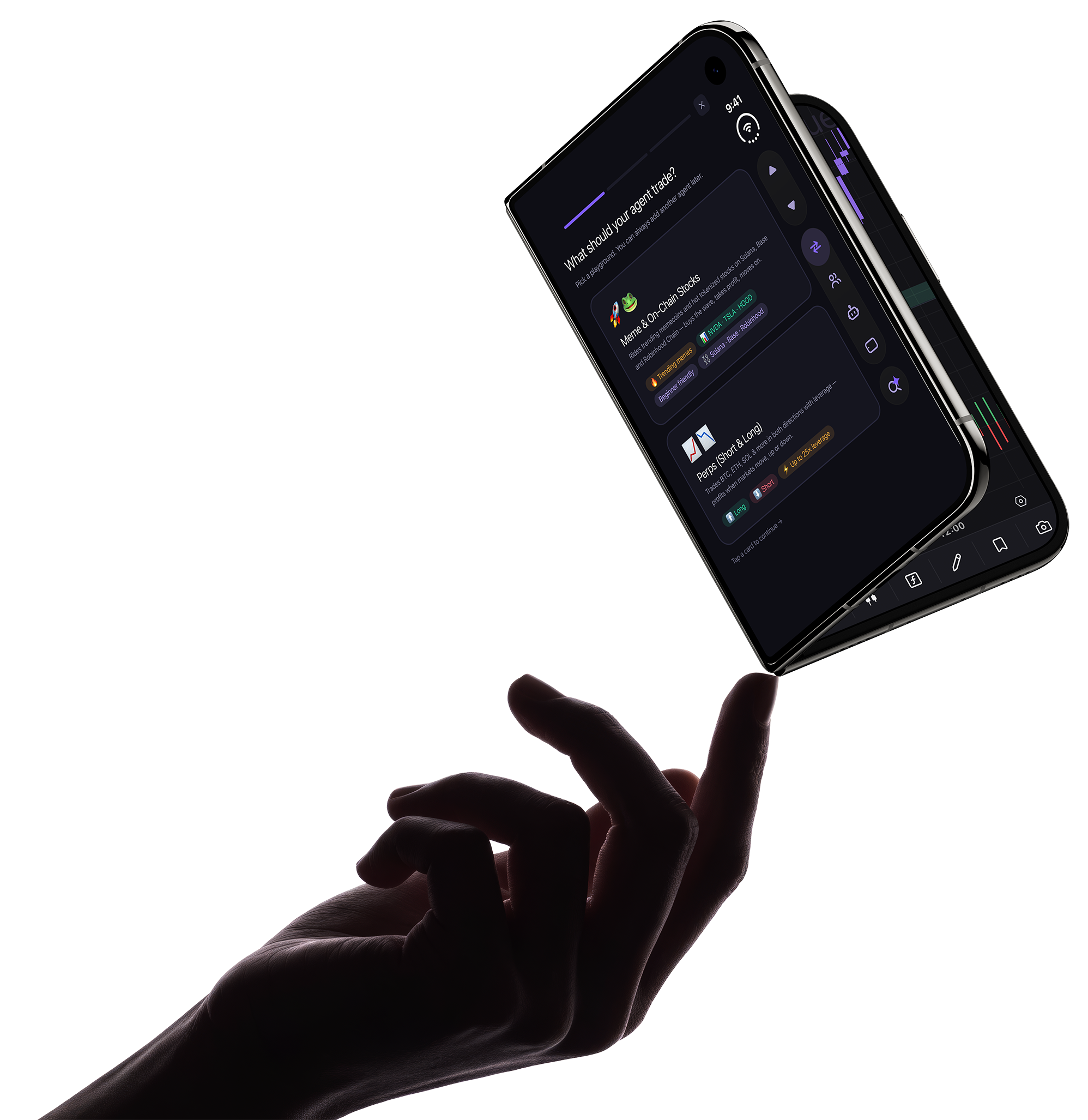 TRUE Finance Agent Studio on a floating phone above a hand